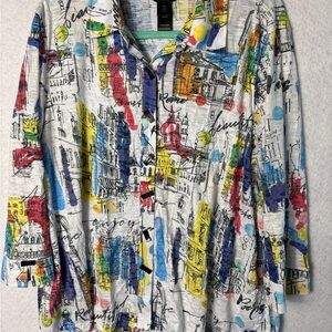 Ali Miles Colorful Paris Top Size PXL